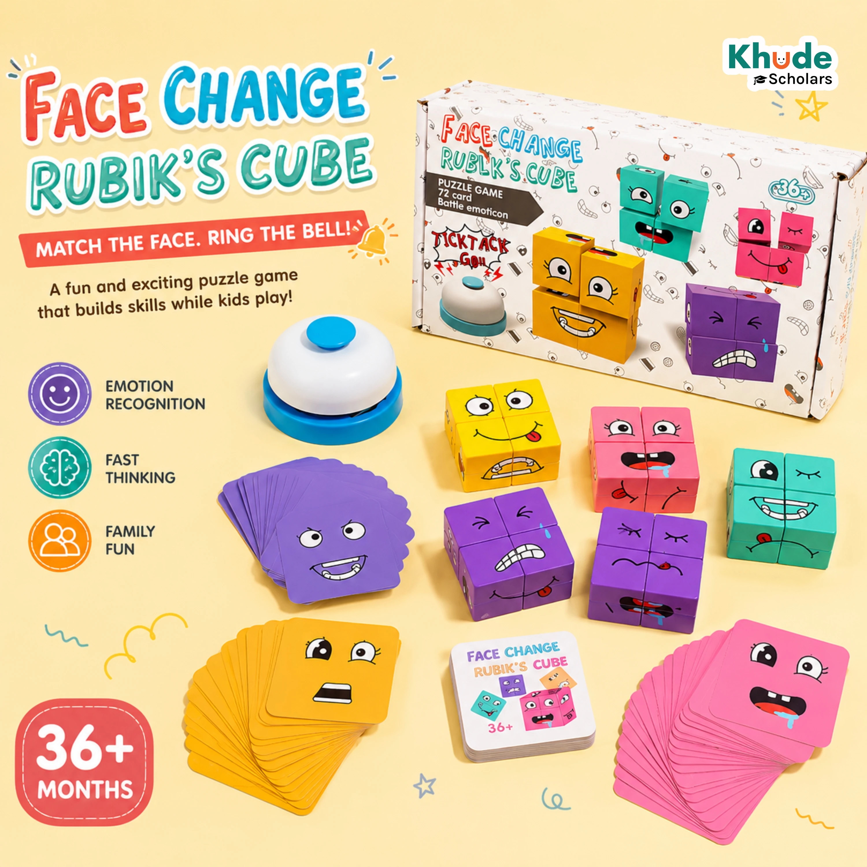 Montessori Face Expression Matching Game | Wooden Emotion Recognition Toy for Kids (3+ Years)