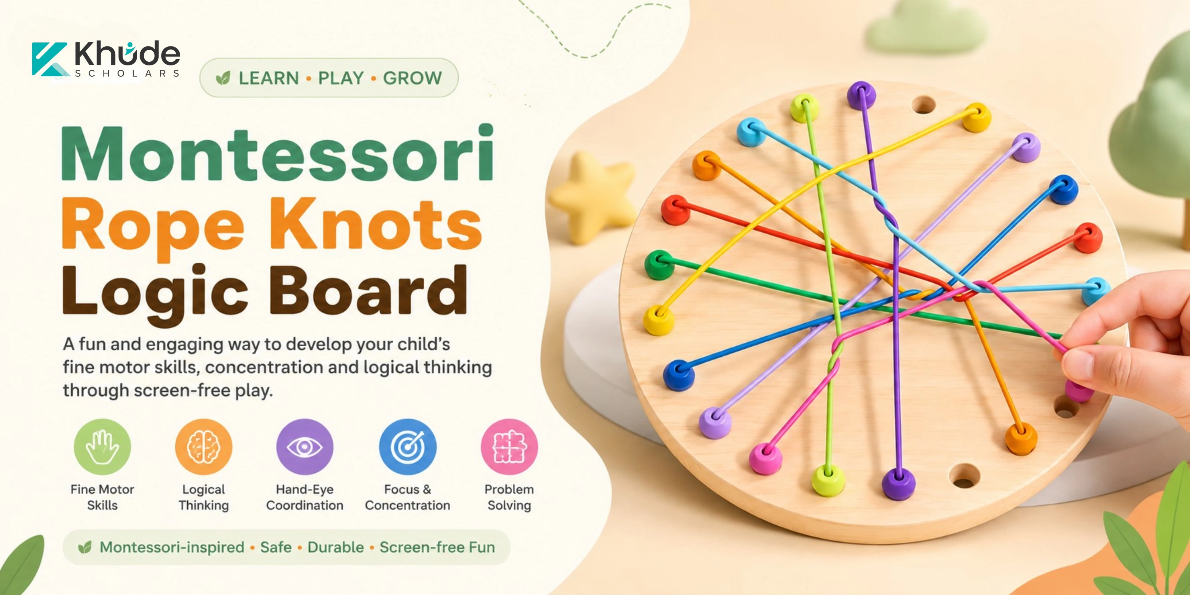 Montessori Rope Knots Logic Board: Build Fine Motor Skills Through Play