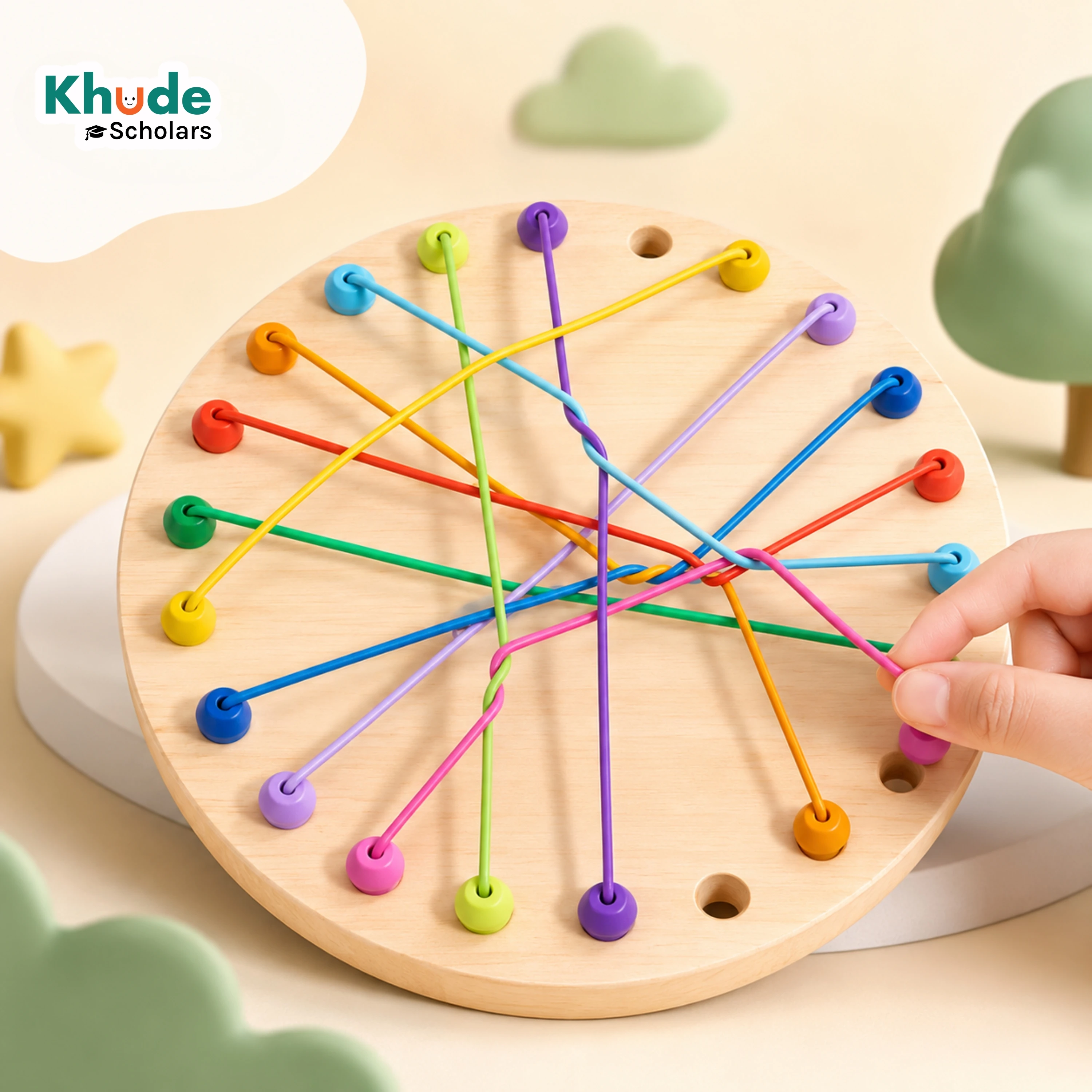 Montessori Rope Knots Logic Board Game | Wooden Fine Motor & Brain Development Toy (3+ Years)